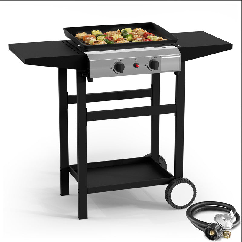 SKOK 2-Burner 17'' Propane Griddles Outdoor Flat Top Gas Grill Griddle for Camping, Tailgating, BBQ, Parties, Backyard & Patio with 20,000 BTUs