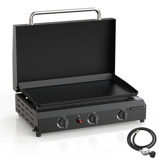 FLARO 23" 3-Burner Propane Griddle, 45000BTU Portable Flat Top Gas Grill for Camping Bbq Patio, Black