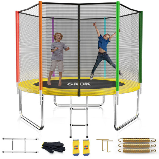 SKOK 8FT Trampoline with 400LBS Capacity, Ladder, Waterproof & Durable for Kids & Adults Outdoor Colorful