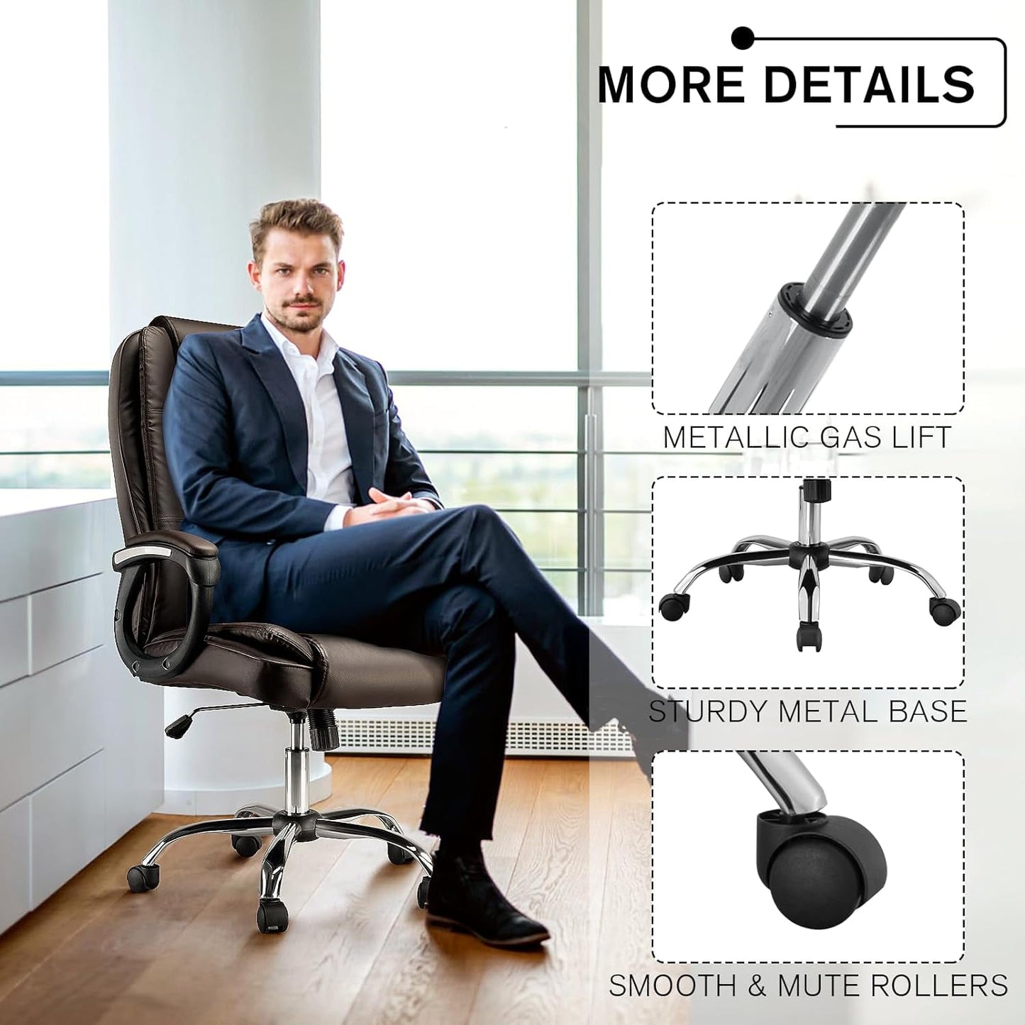 Adjustable PU Leather Ergonomic Chair