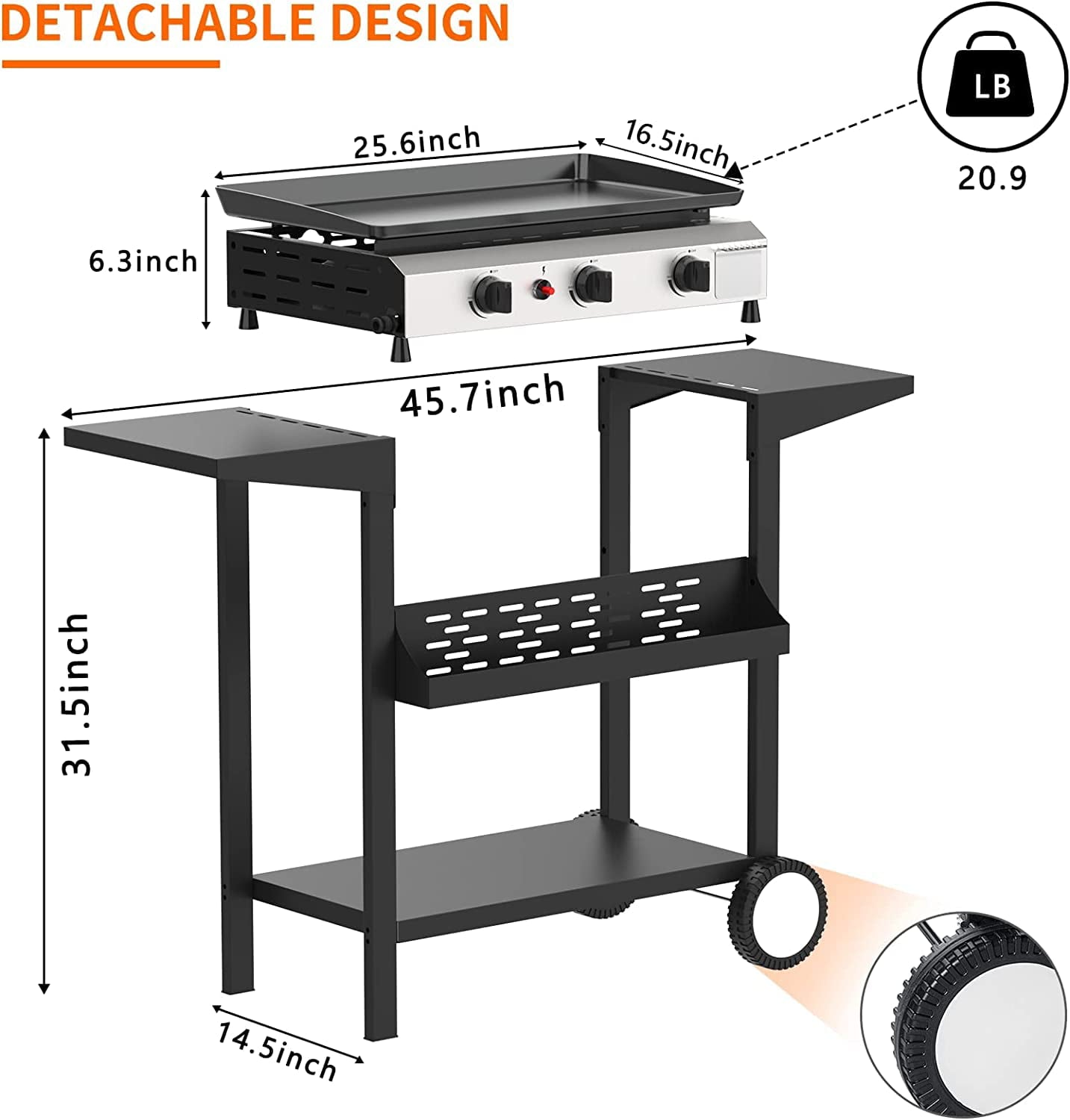 Portable 3 Burner Gas Griddle