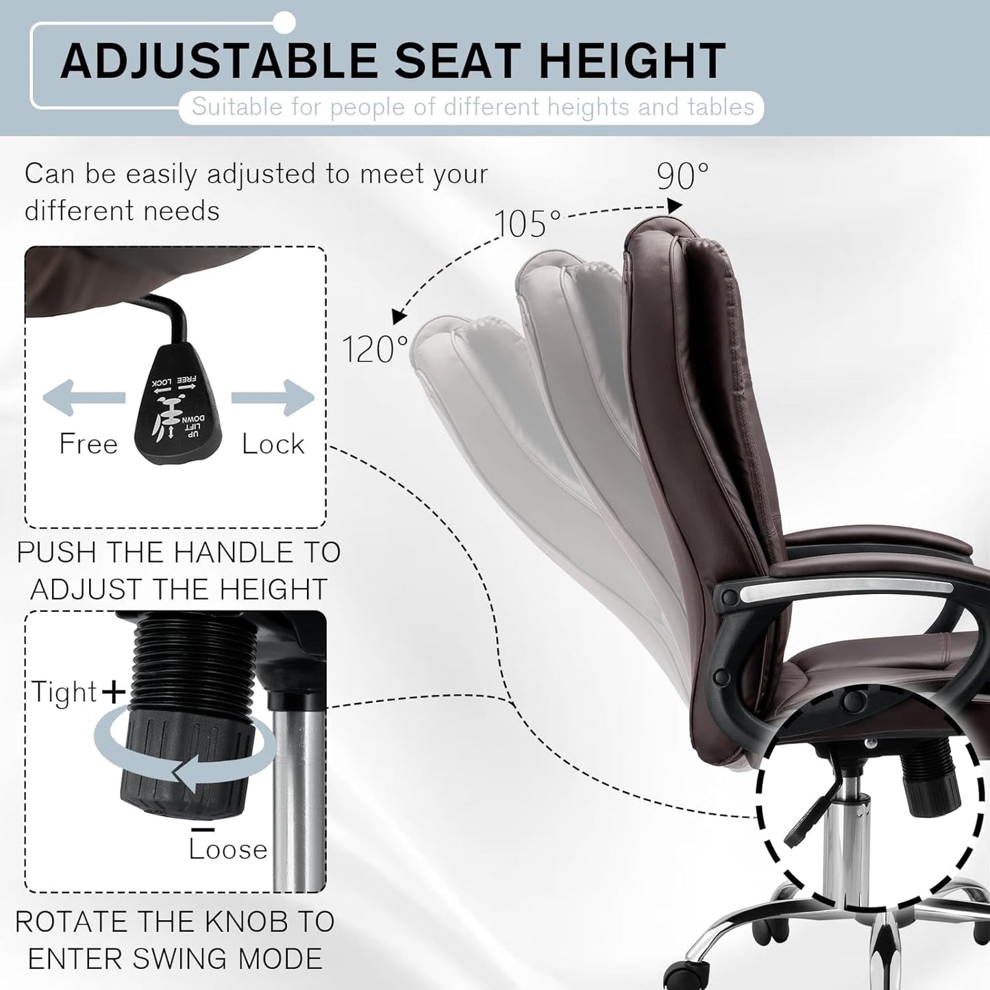 Adjustable PU Leather Ergonomic Chair