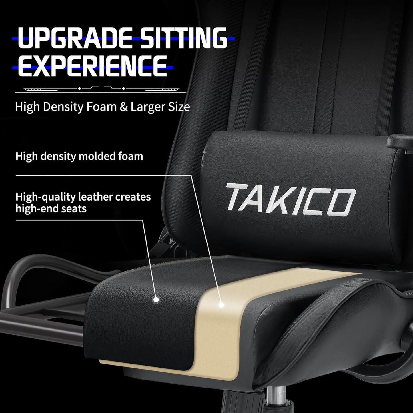 SKOK Gaming Chair, Ergonomic Computer Gaming Chair, High Back Swivel with Headrest and Lumbar Support Black