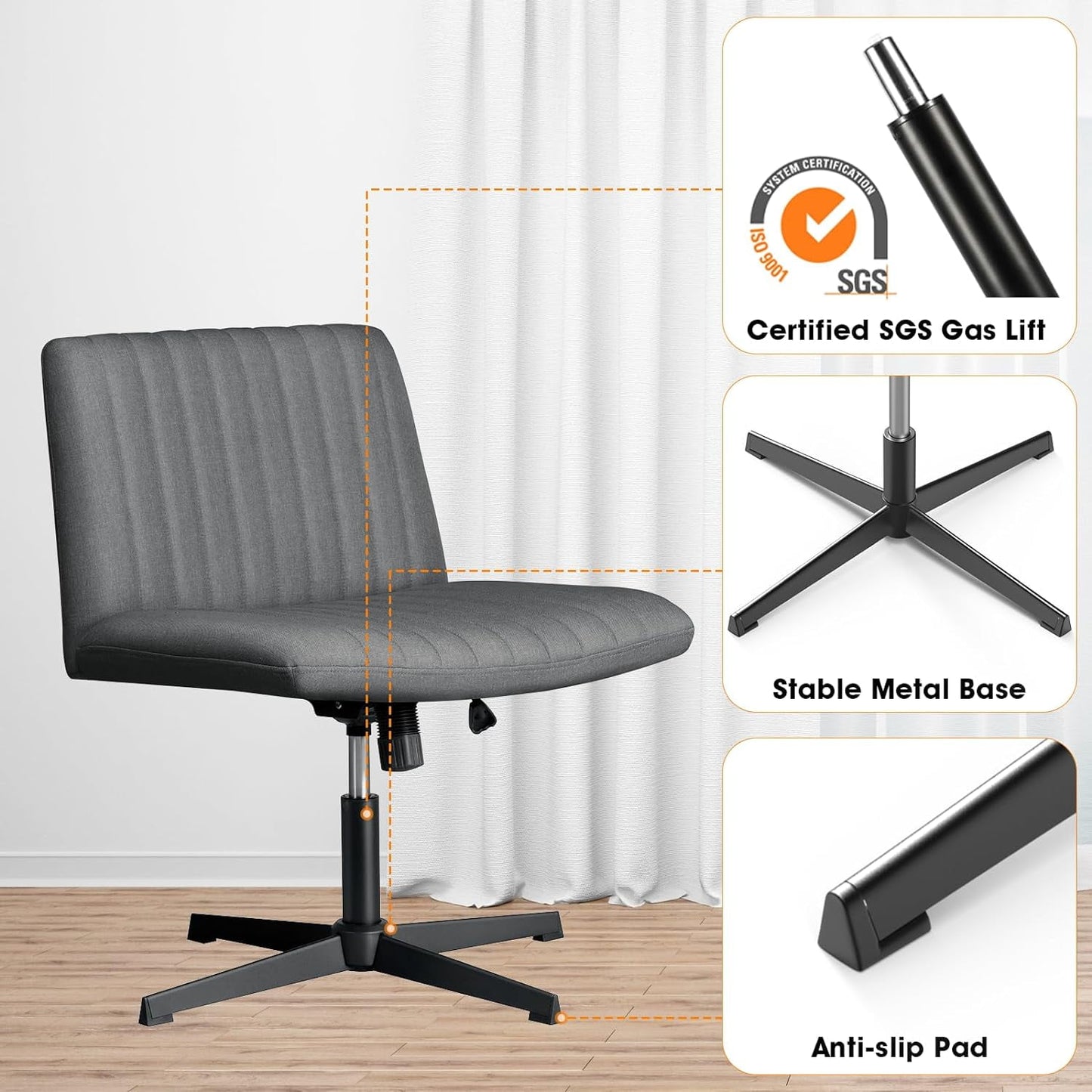 Armless Office Desk Chair