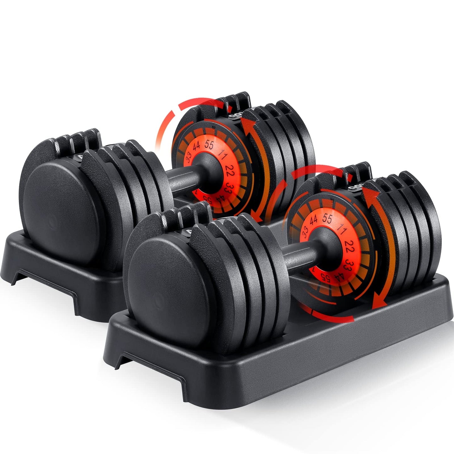 SKOK 55 lbs Adjustable Dumbbells Weight Set, Pair, Black