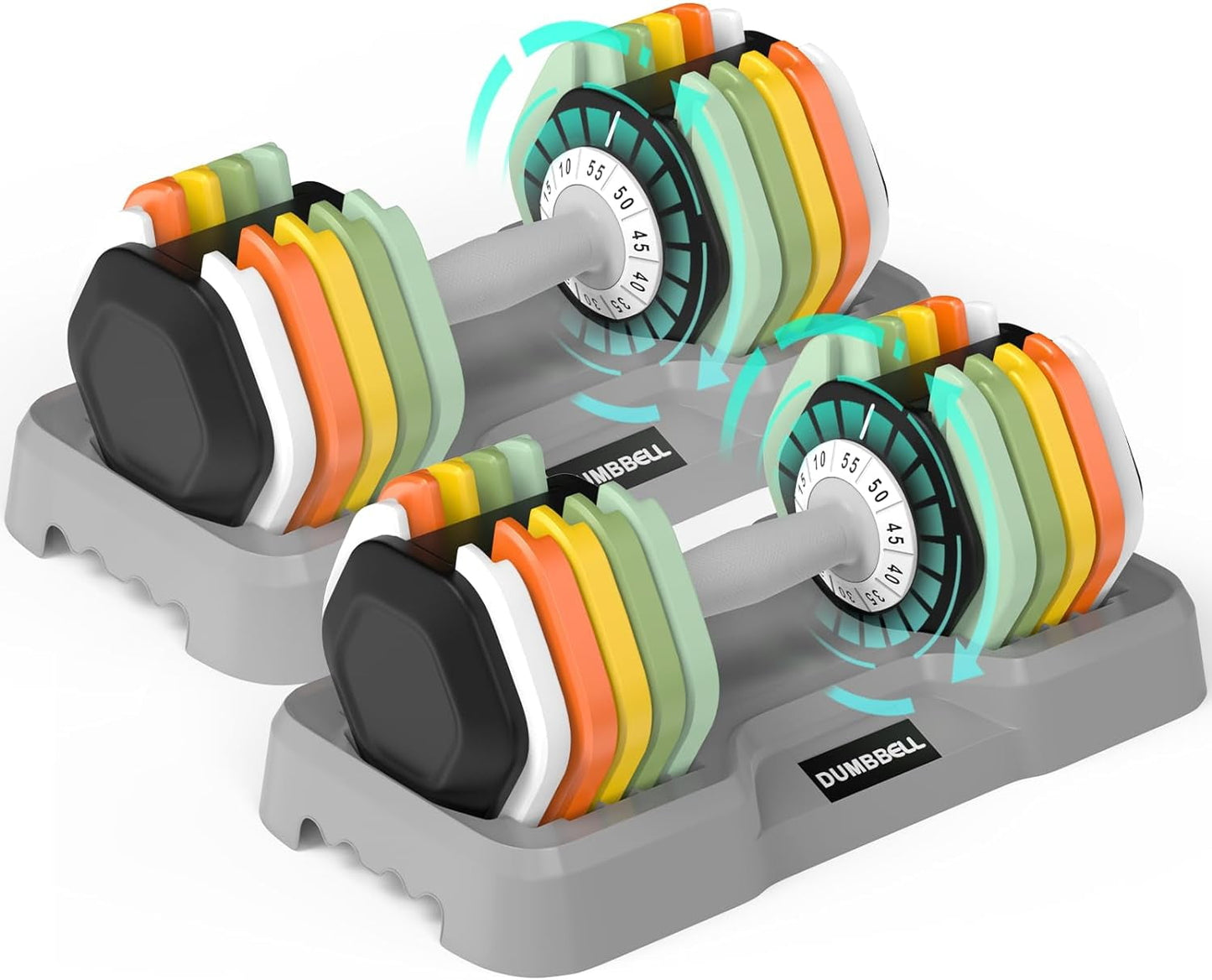 SKOK 55 lbs Adjustable Dumbbells Weight Set, Pair, Colorful