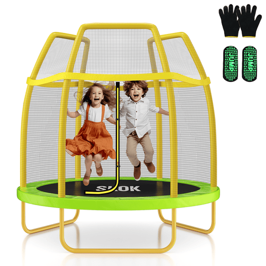 SKOK 7ft Trampoline for Kids with Safety Enclosure Net,Spring Pad for Indoor & Outdoor Backyard,Capacity 330lbs