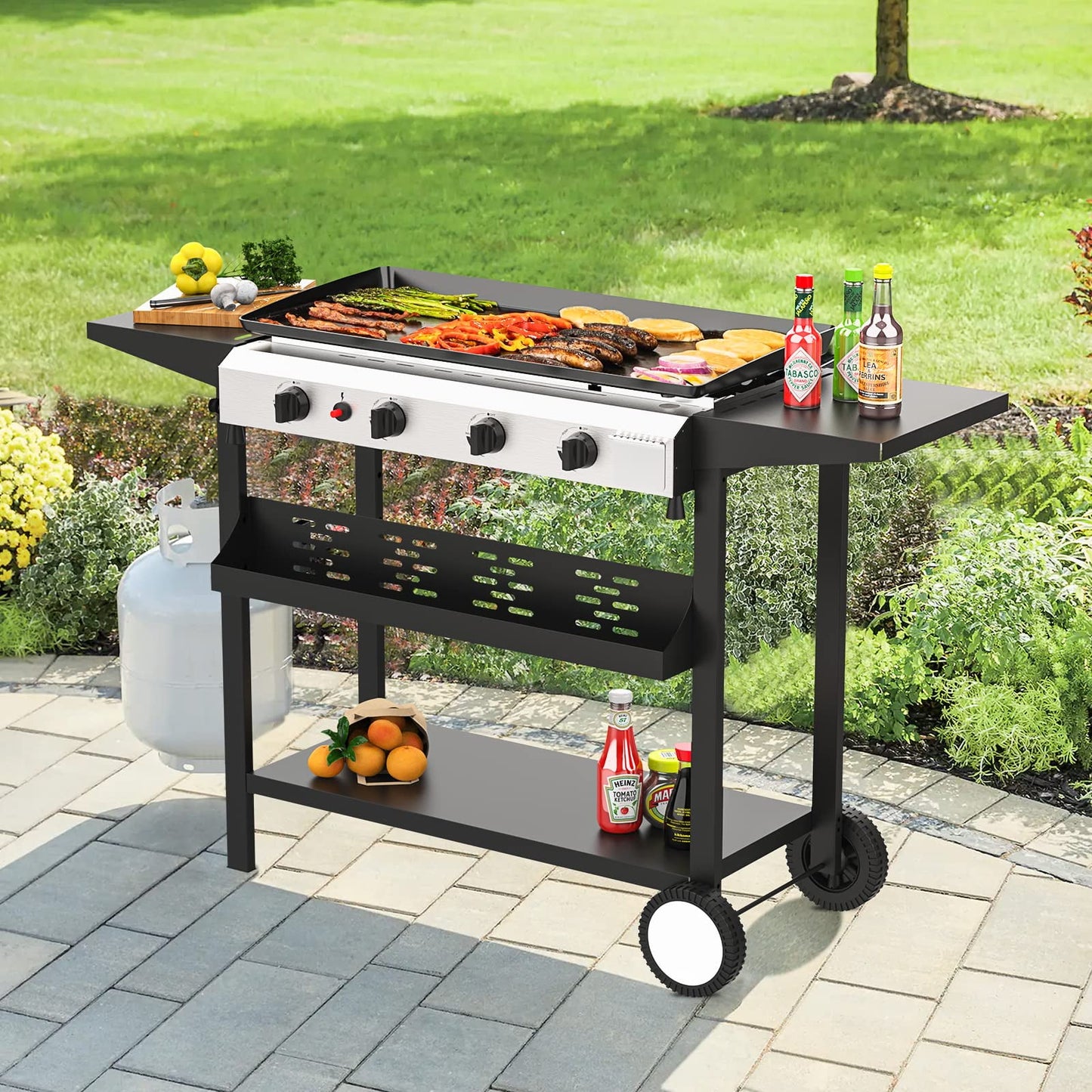 Gas Grill Camping Griddle Station