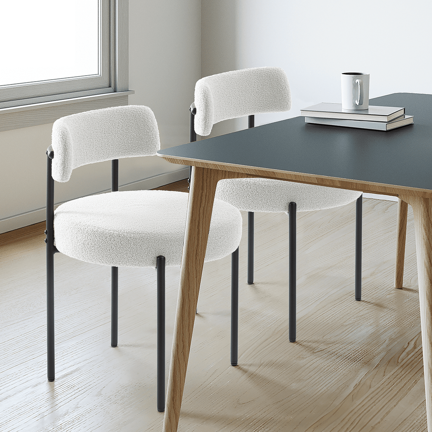 Boucle Dining Chairs Set of 2