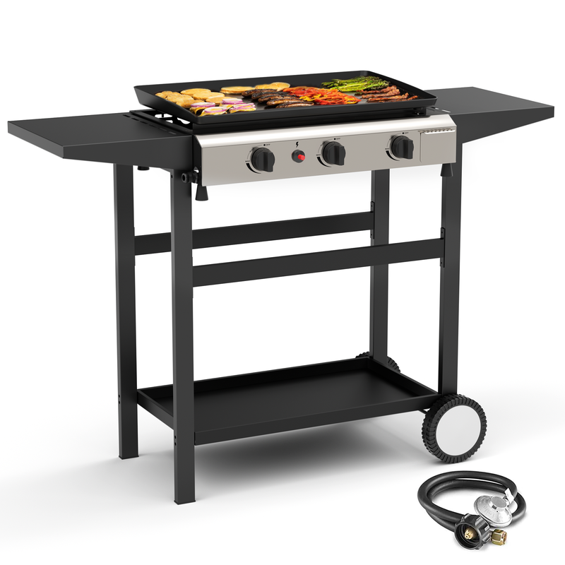 SKOK 3-Burner 23'' Propane Griddles Outdoor Flat Top Gas Grill Griddle for Camping, Tailgating, BBQ, Parties, Backyard & Patio with 30,000 BTUs