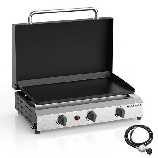 FLARO 23" 3-Burner Propane Griddle, 45000BTU Portable Flat Top Gas Grill for Camping Bbq Patio, Silver